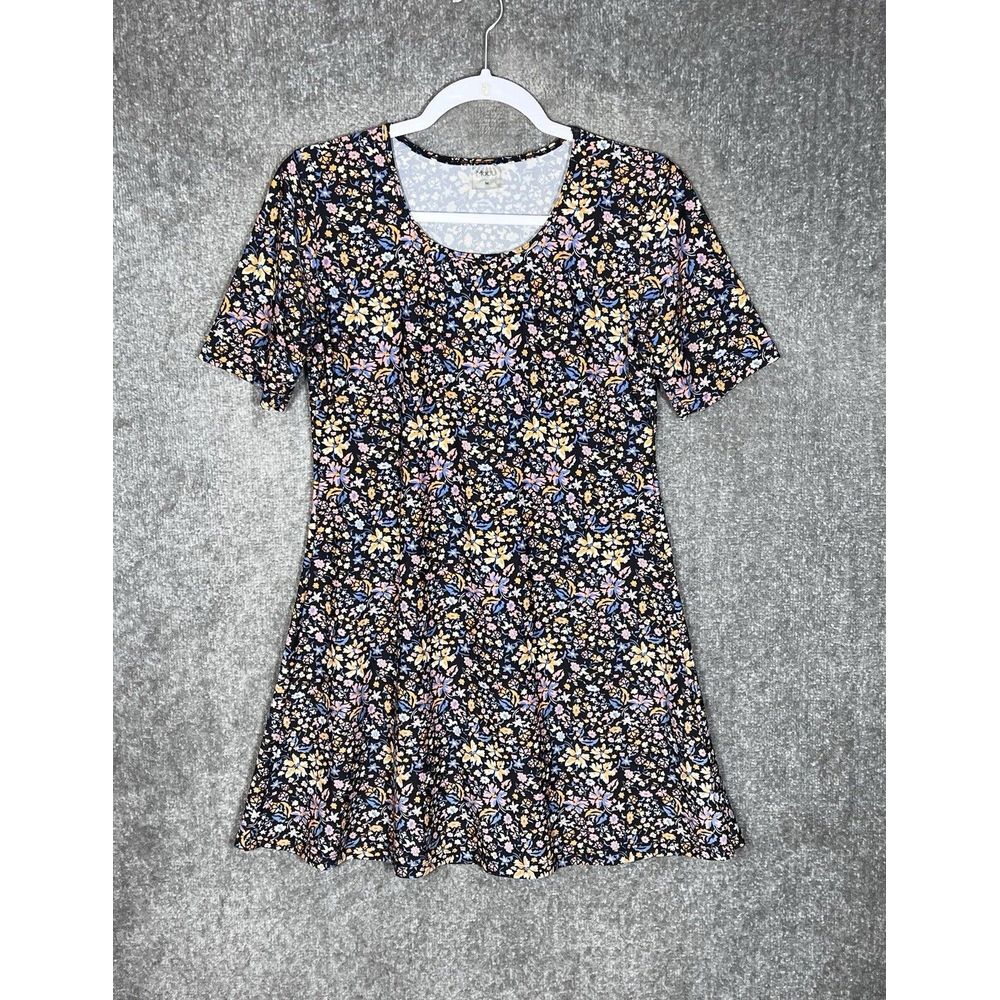 Modli Swim Dress Womens Size Medium Blue Floral Nylon Stretch Short Sleeve